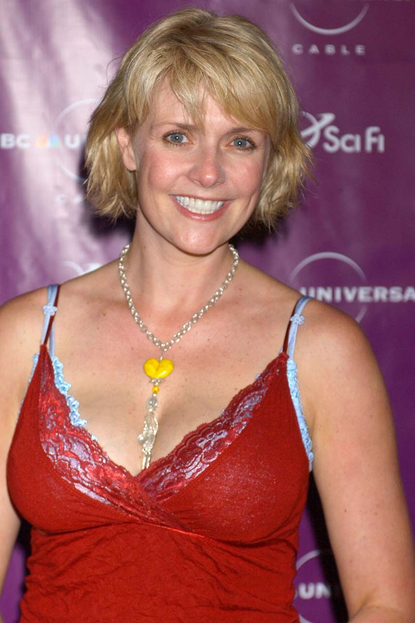 Amanda Tapping showing her great legs and posing topless with American flag #75313816