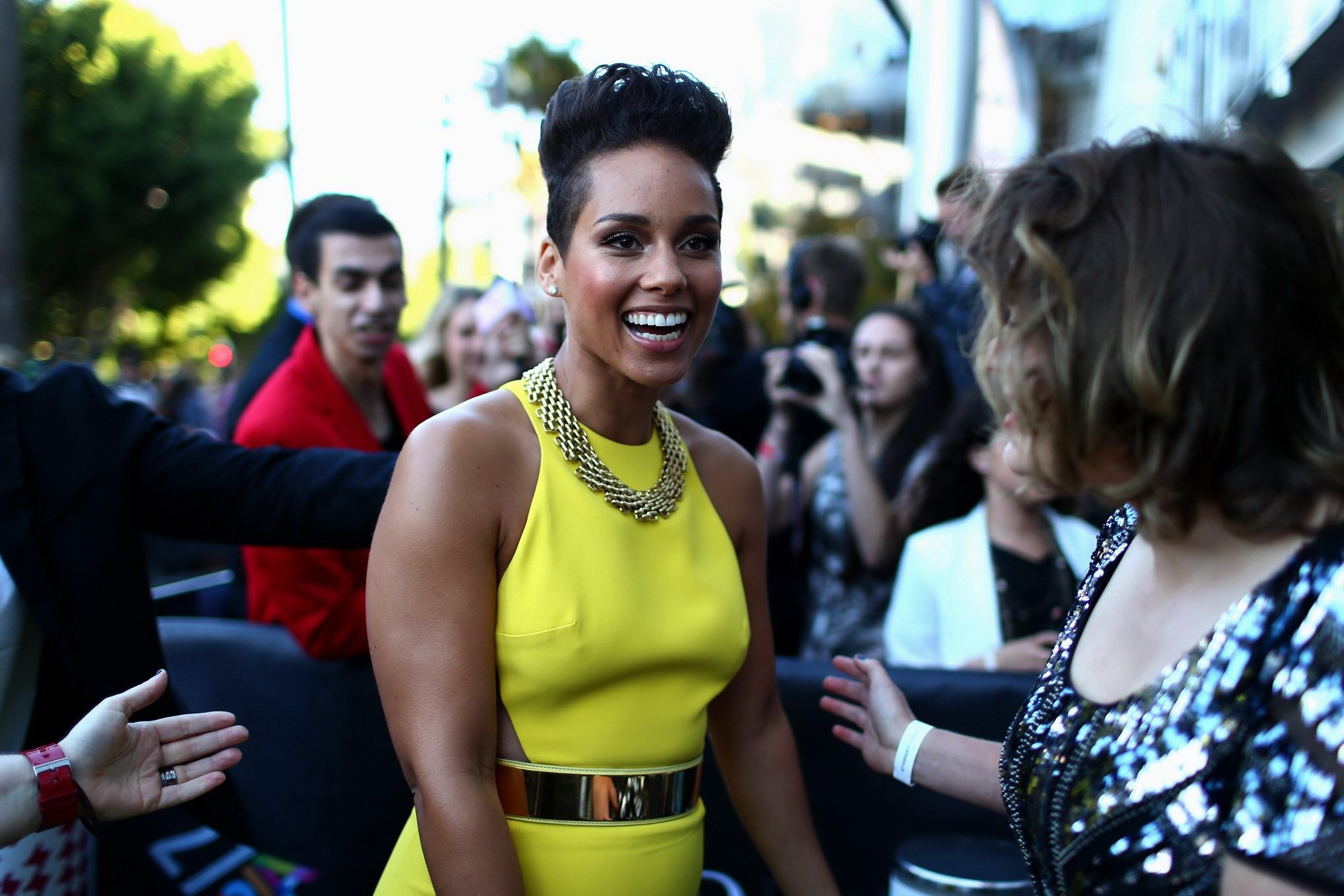 Alicia Keys braless showing pokies  side-boob at the 27th Annual ARIA Awards in  #75211556