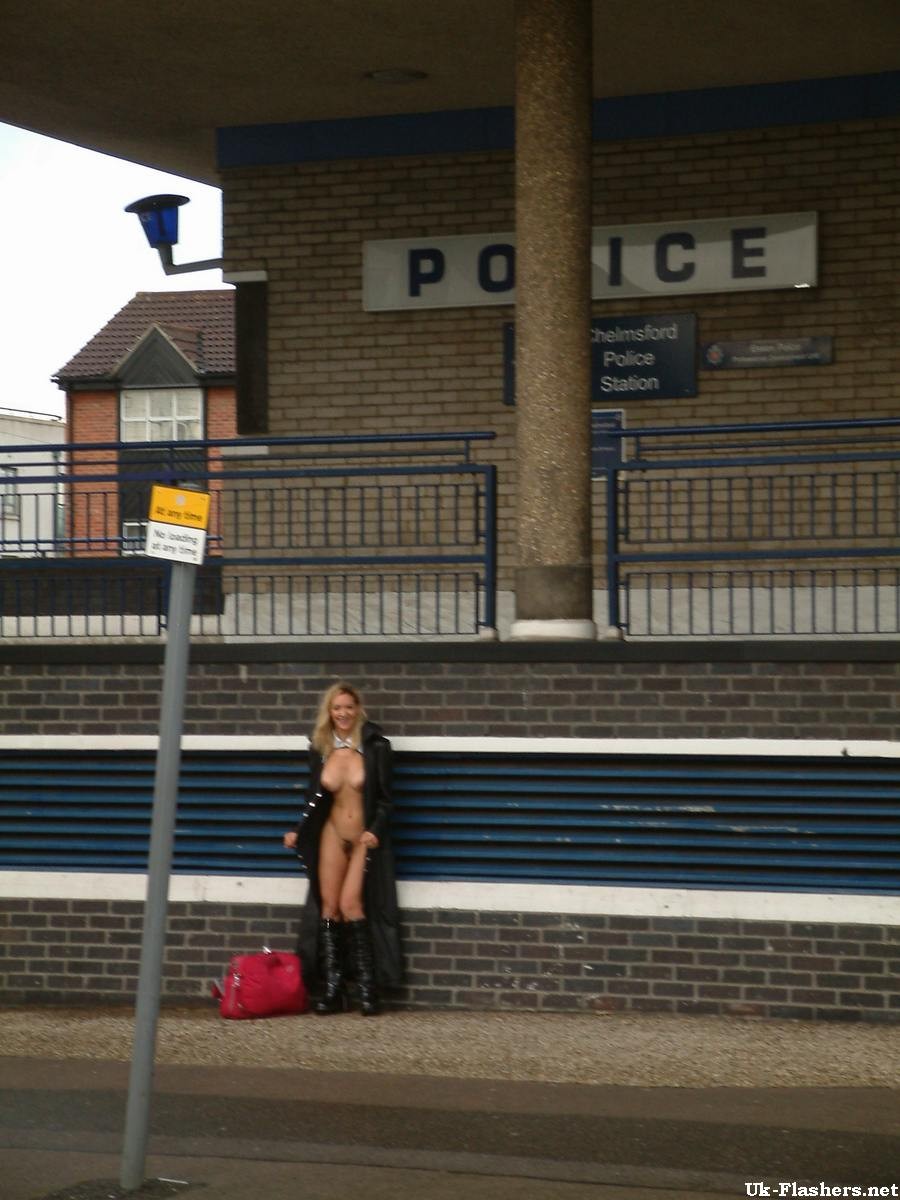 Emma Louise in wild outdoor public nudity stripping and flashing the police #76743266