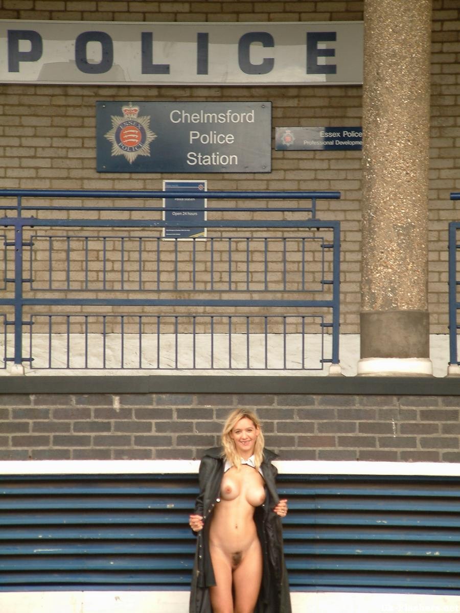 Emma Louise in wild outdoor public nudity stripping and flashing the police #76743278