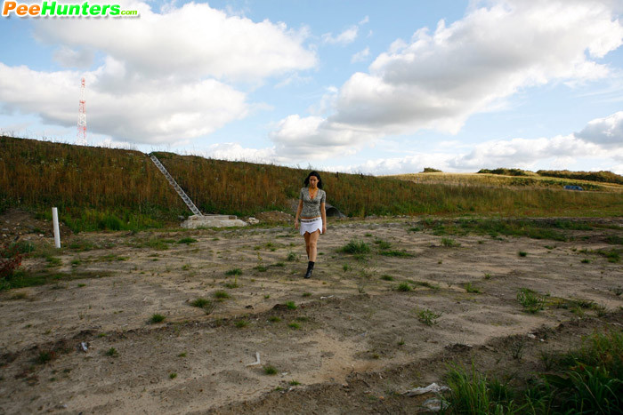 Lonely teenage walker caught peeing near the highway #78690765