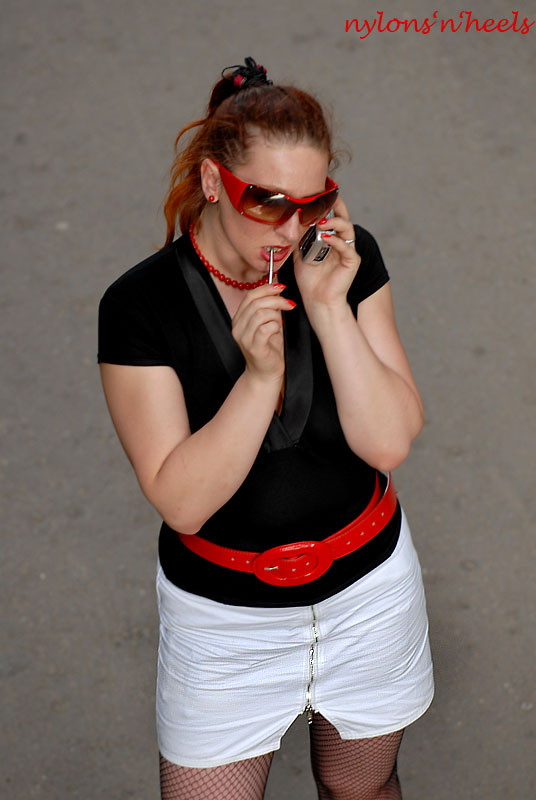 Redhead Justine posing in public #76475808