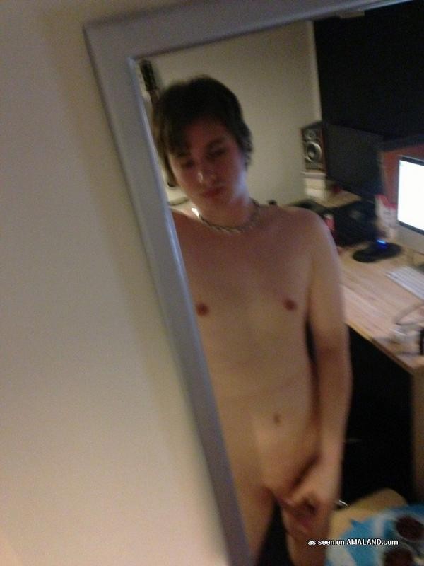 Naughty twink with a shaved cock self-shooting nude #76915267