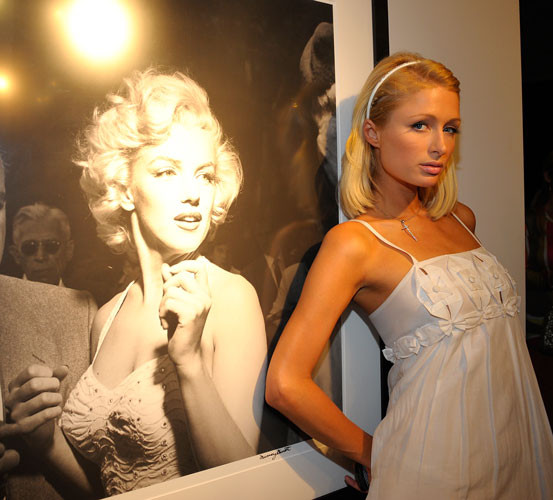 Paris Hilton showing her nice pussy and small tits to paparazzi #75417963