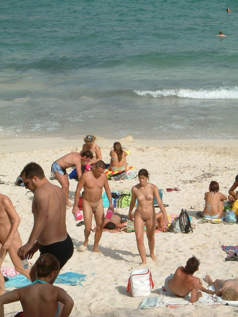 A public beach heats up with two hot teen nudists #72247843
