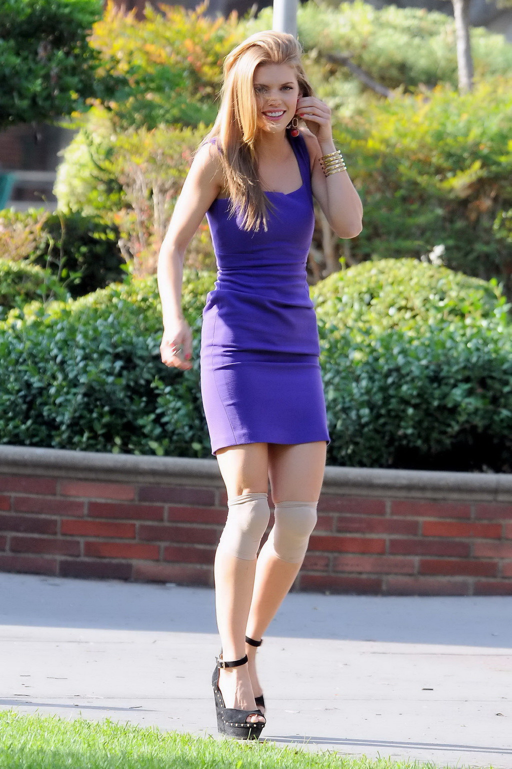 AnnaLynne McCord so hot wearing purple mini dress on 90210 set in Los Angeles #75247048