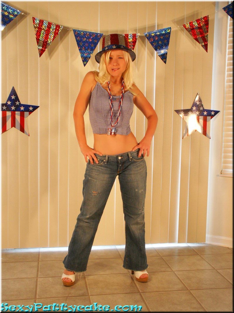 Patriotic blonde teen #73857983