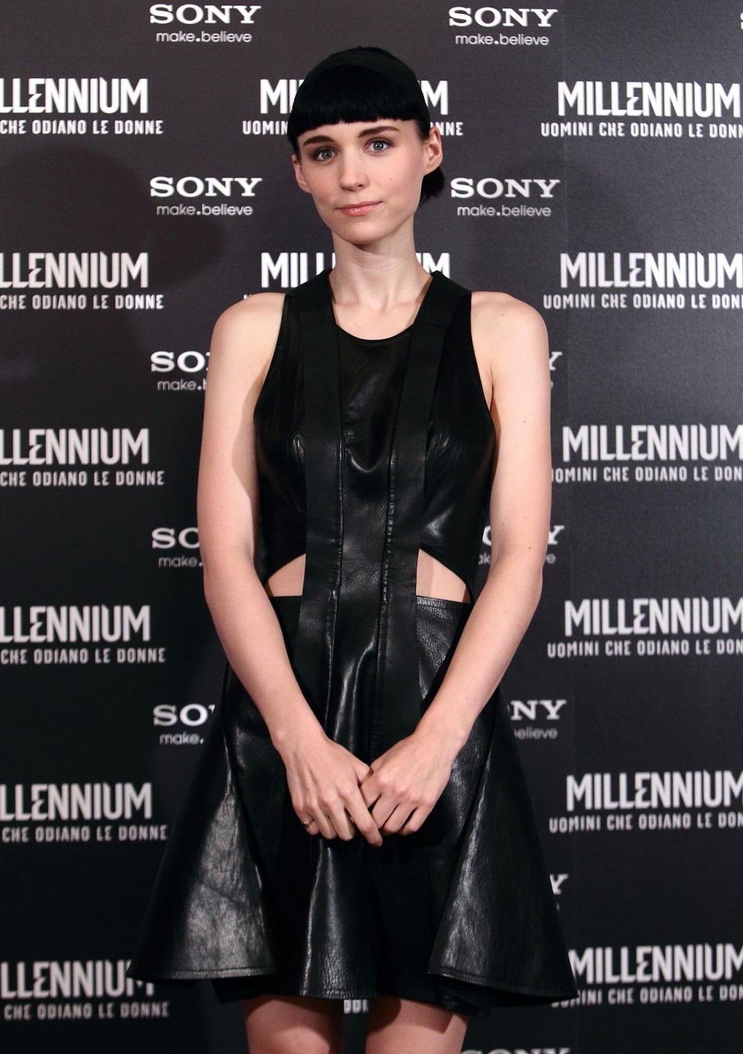 Rooney Mara wearing black leather dress at 'The Girl With the Dragon Tattoo' pho #75276609