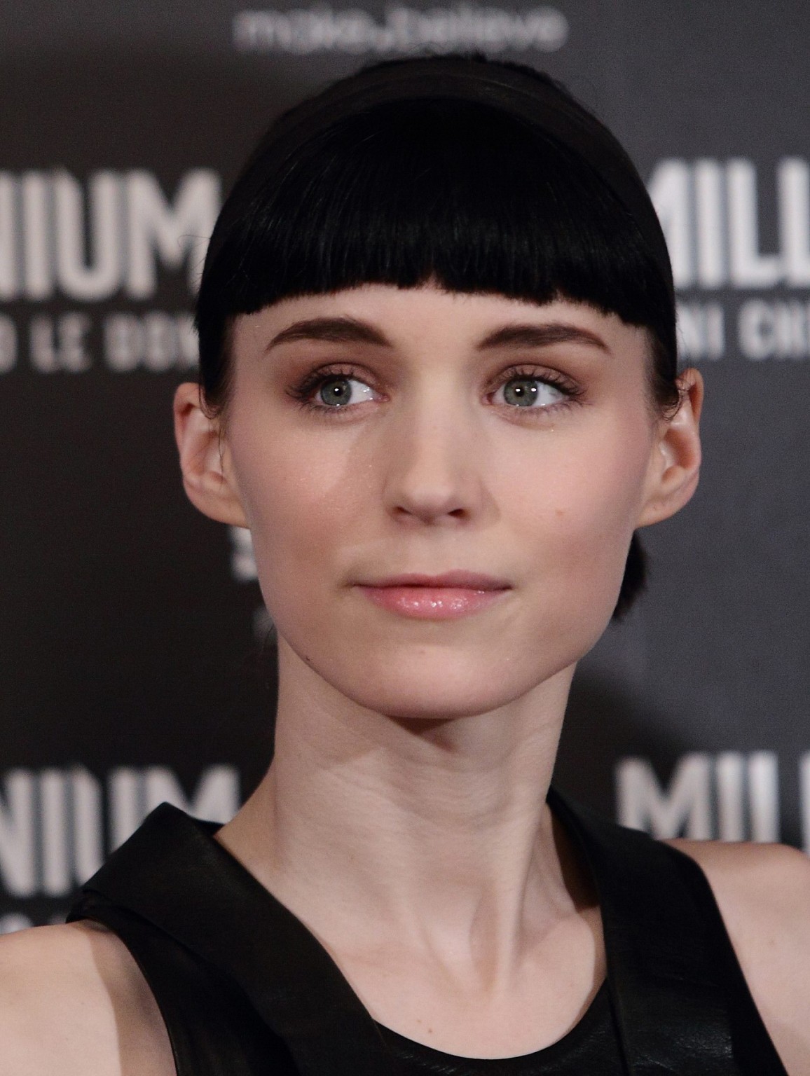 Rooney Mara wearing black leather dress at 'The Girl With the Dragon Tattoo' pho #75276675