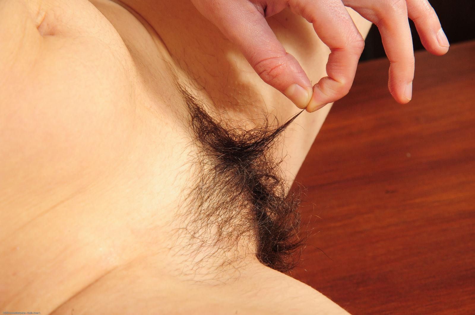Hairy natural amateur spreading unshaven muff #76517902