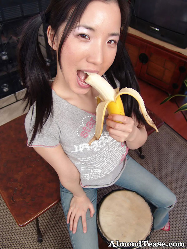 Asian amateur almond tease eats banana #67534695