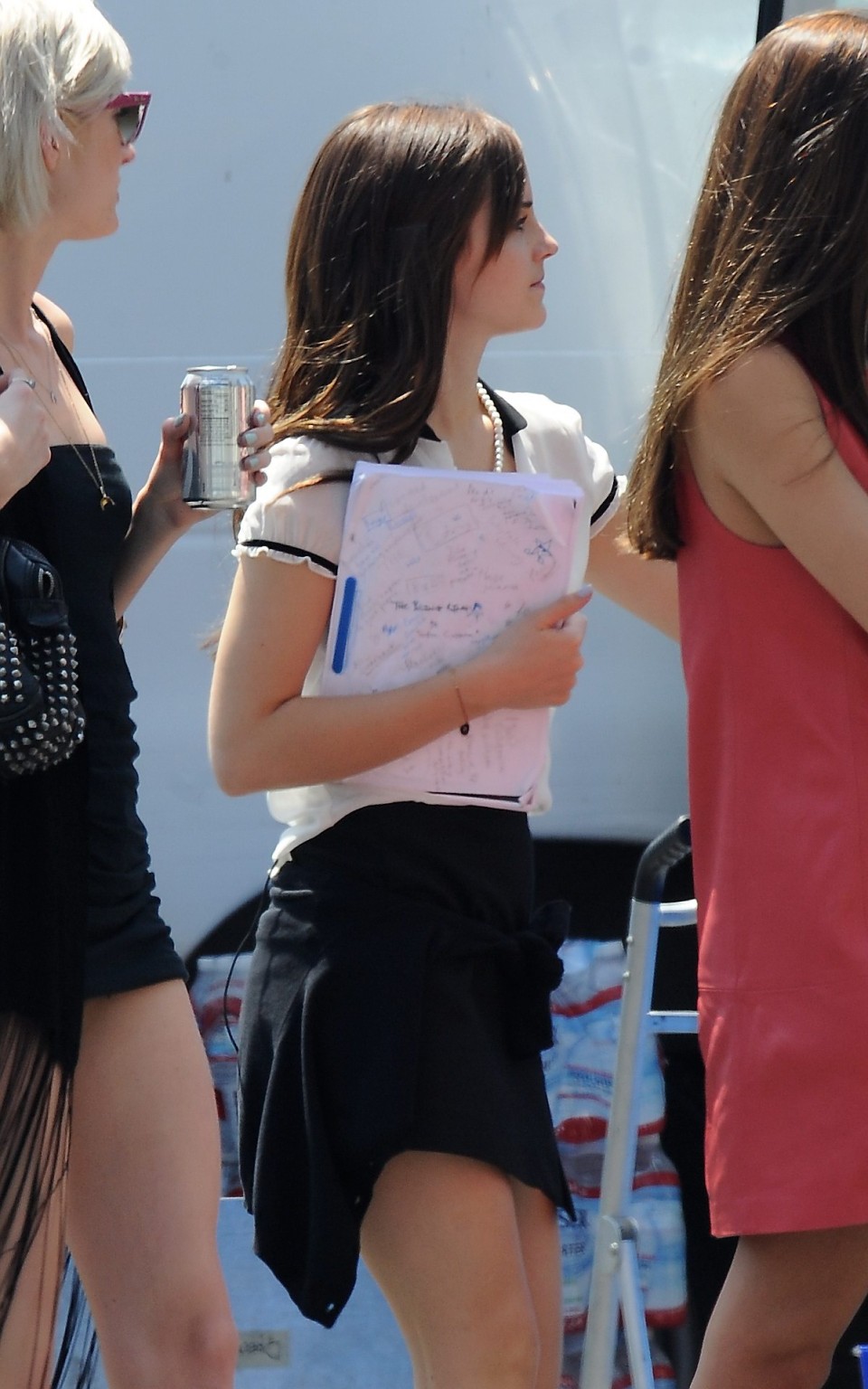 Emma Watson leggy wearing a mini skirt on 'The Bling Ring' set in Los Angeles #75266801