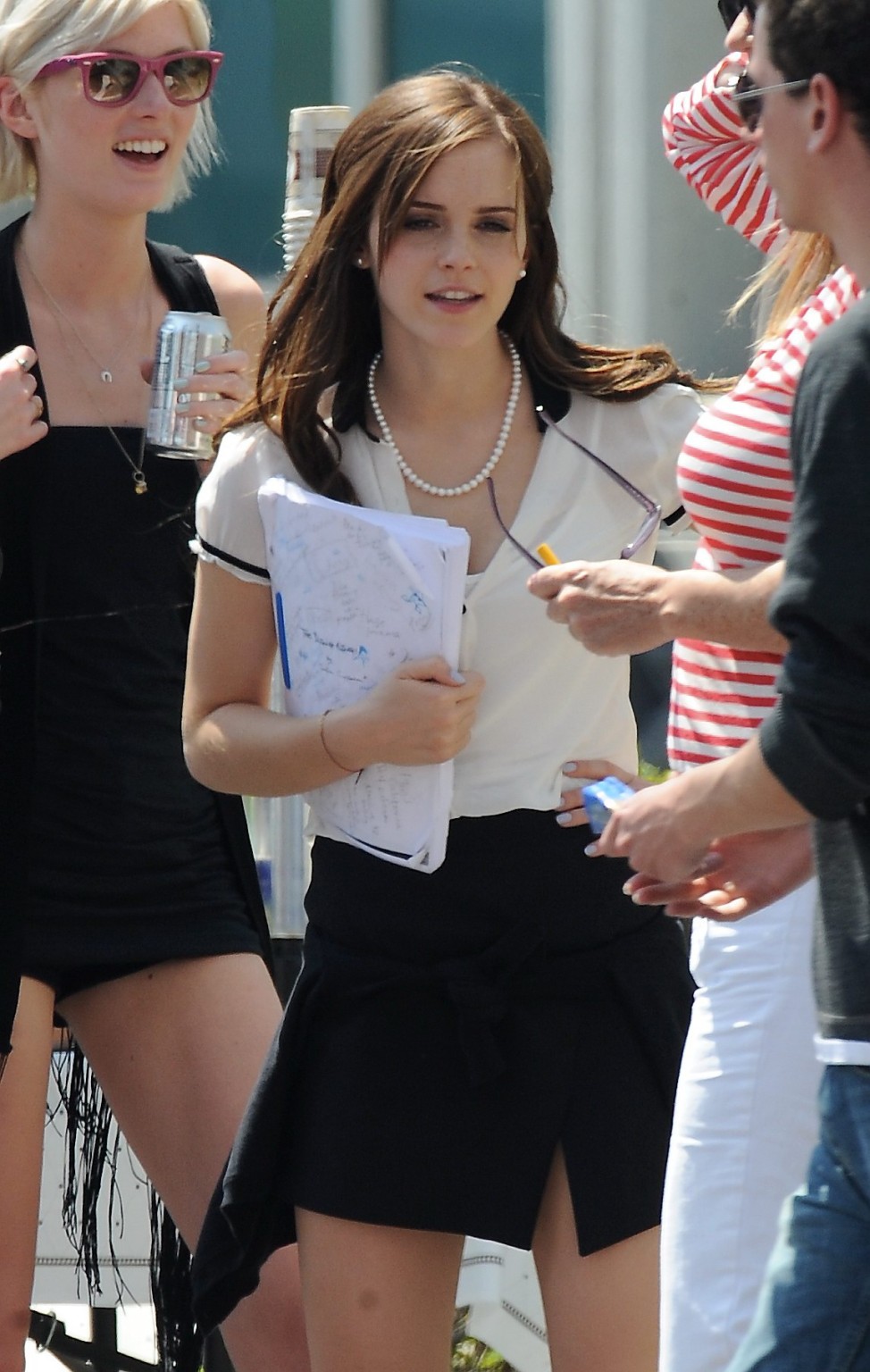 Emma Watson leggy wearing a mini skirt on 'The Bling Ring' set in Los Angeles #75266839