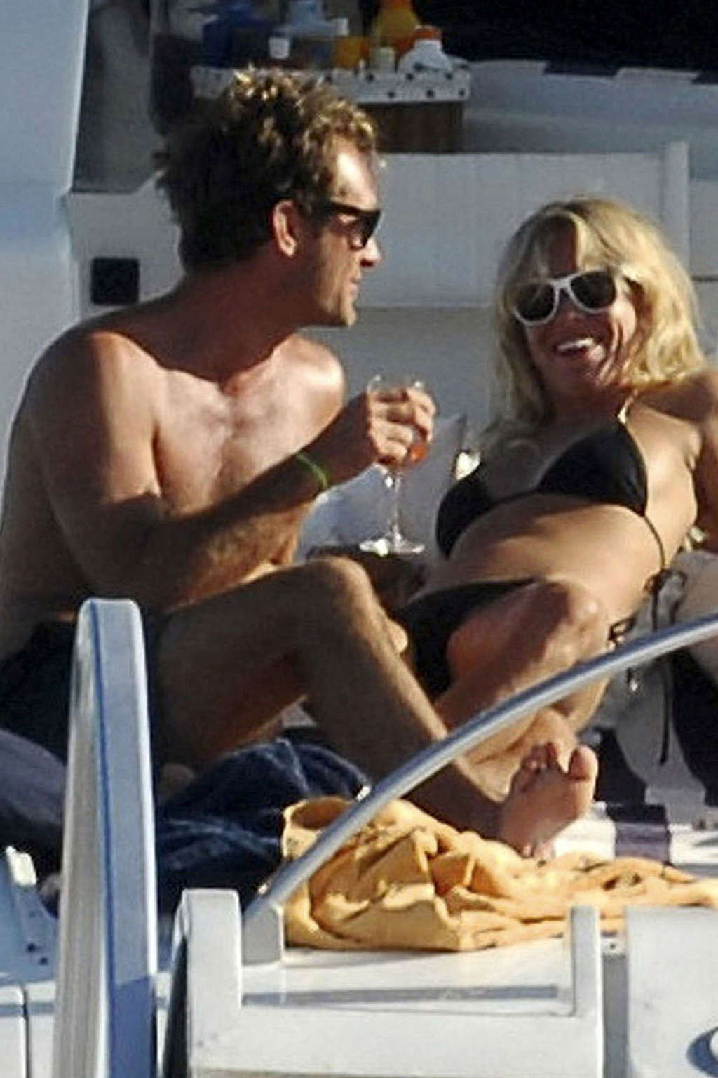Sienna Miller exposing her sexy body and hot ass in black bikini on yacht #75338105