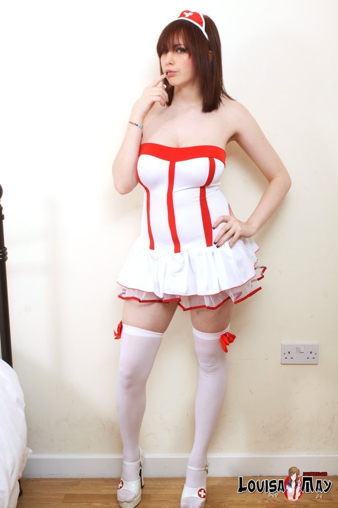 Curvy Louisa May posing as a sexy manga nurse #78547742