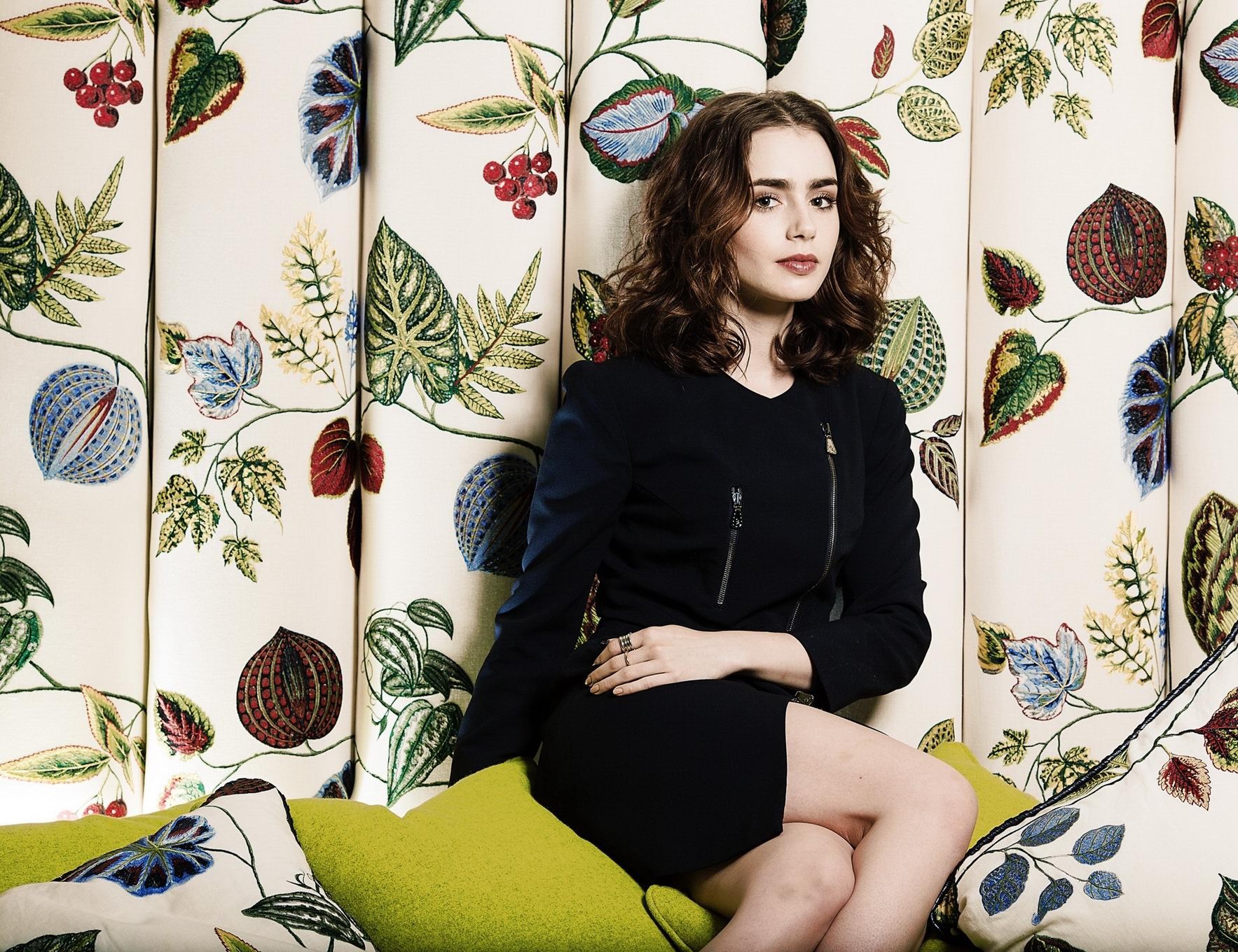 Lily Collins looks hot wearing black mini dress for The Times magazine 2013 June #75228443