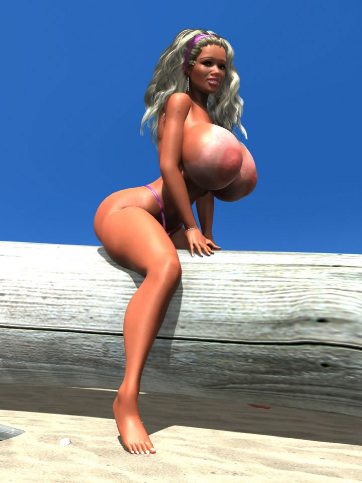 Sexy bionda 3d babe mostra le sue tette giganti sulla spiaggia
 #67051046