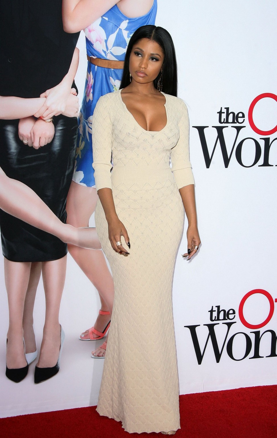Nicki Minaj busty showing big cleavage in a tight white dress #75198795