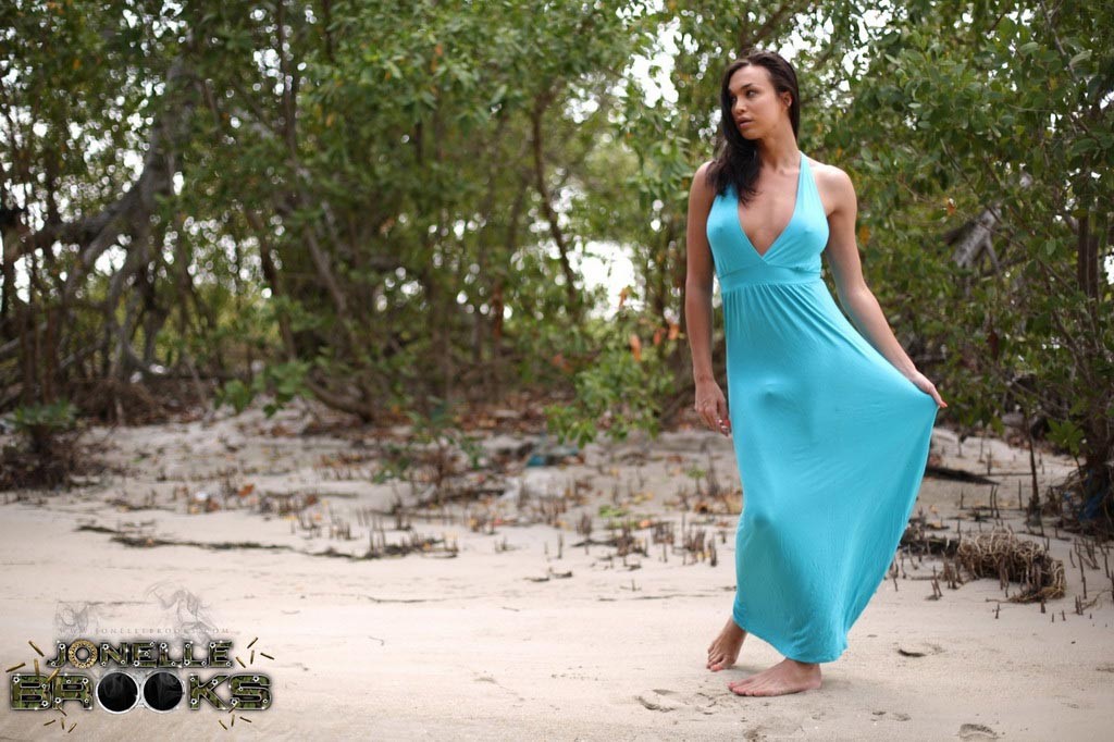 Sexy Jonelle Brooks strips on a lagoon #79159702