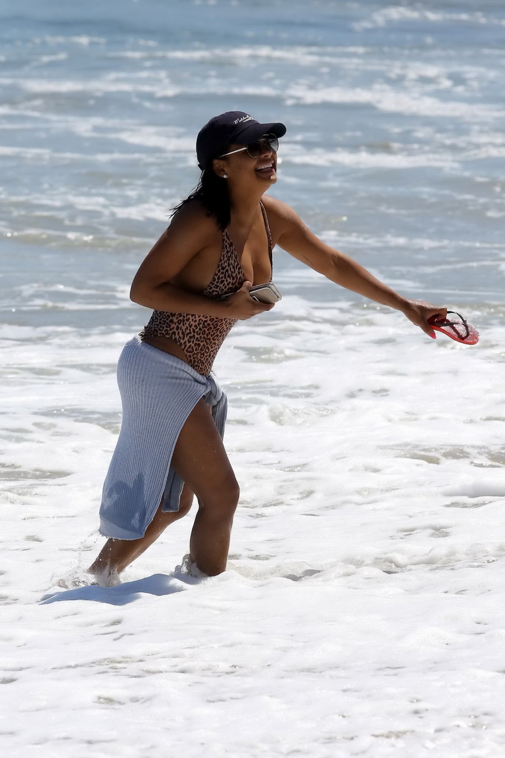 Christina Milian busty and booty in leopard printed swimsuit #75140462