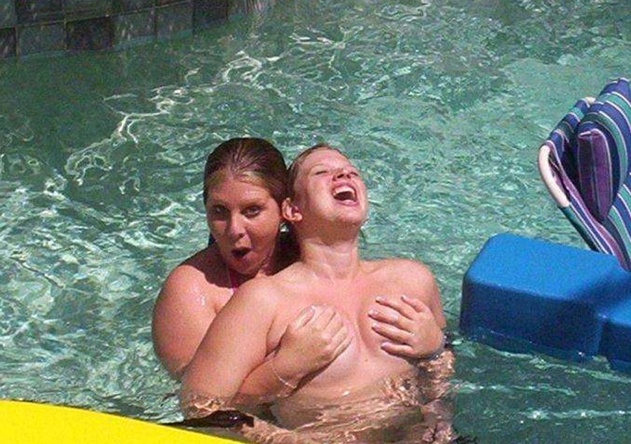 Really drunk amateur girls at a pool party #76396348