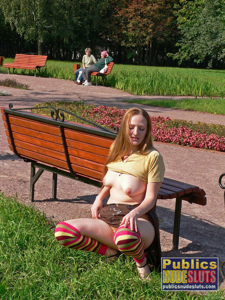 Very sexy redhead flashing in the park #67315538