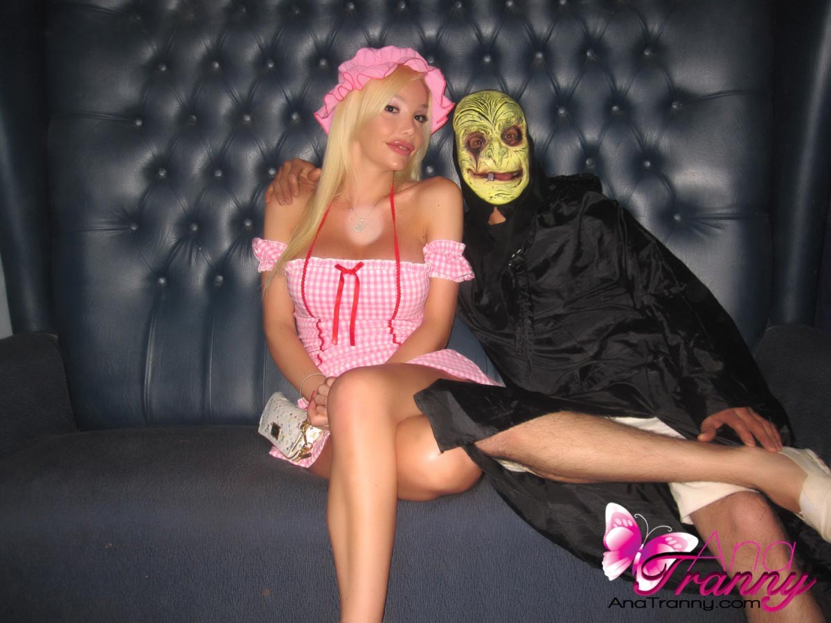 Leggy Tranny with short skirt at a costume party #79214255