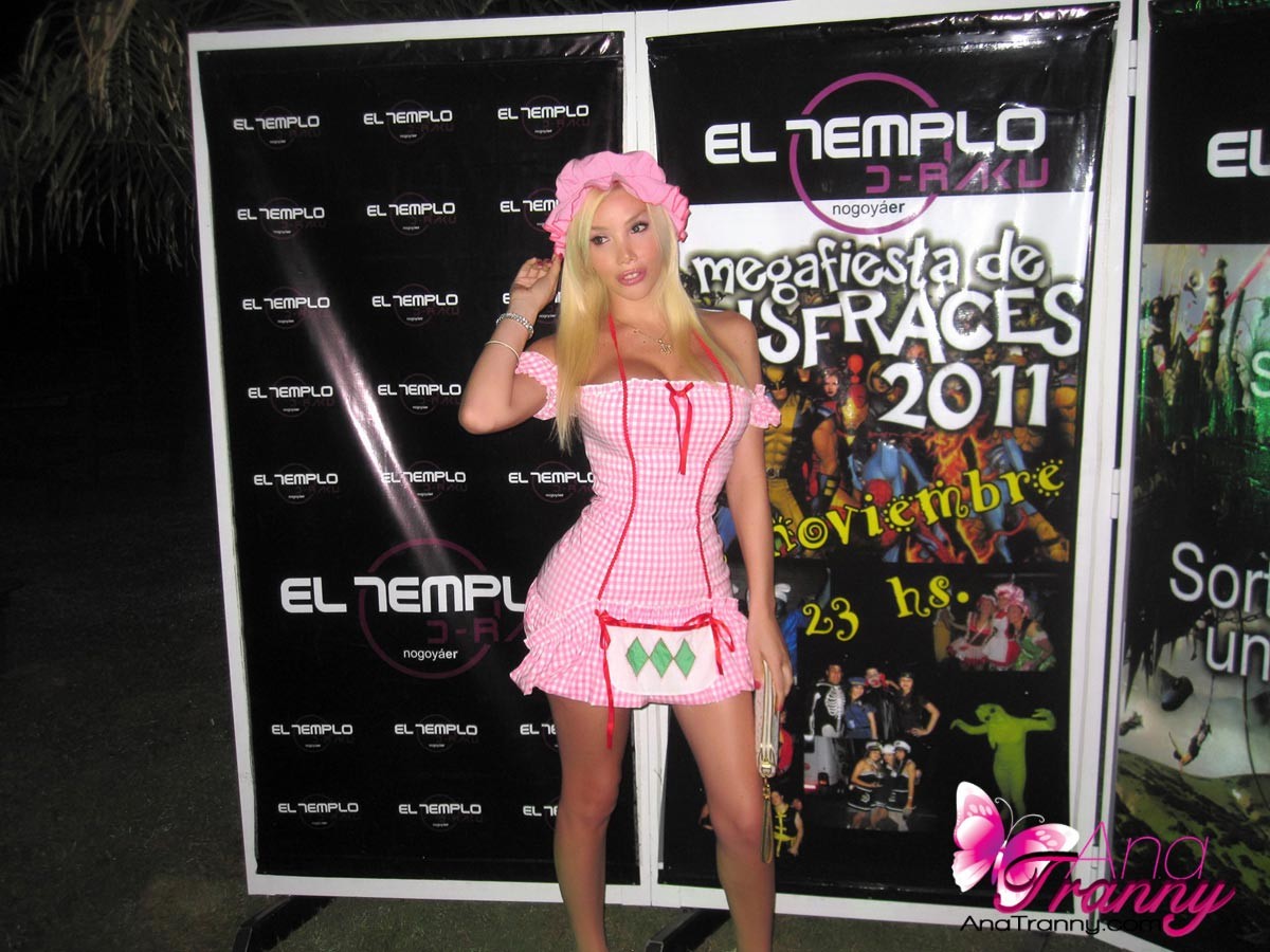 Leggy Tranny with short skirt at a costume party #79214278