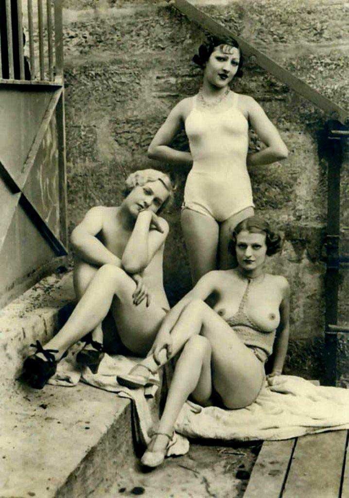 Retro flappers girls with ideally shaped bodies nastily posing #77293635