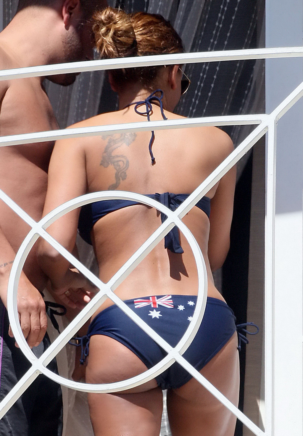 Melanie Brown in bikini caught by paparazzi while tanning on balcony in LA #75258357