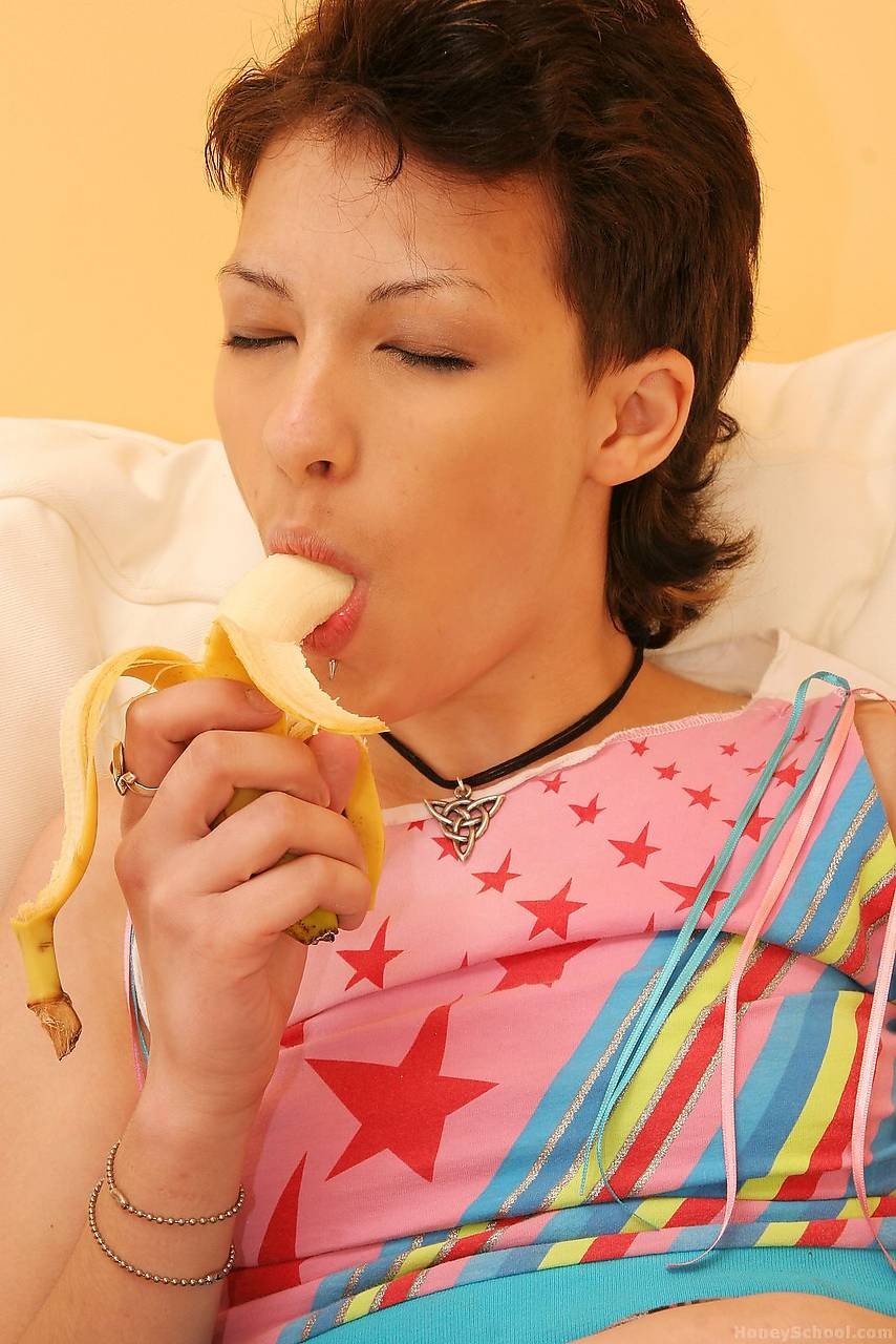 Rene gets naked and uses a banana to masturbate #79486323