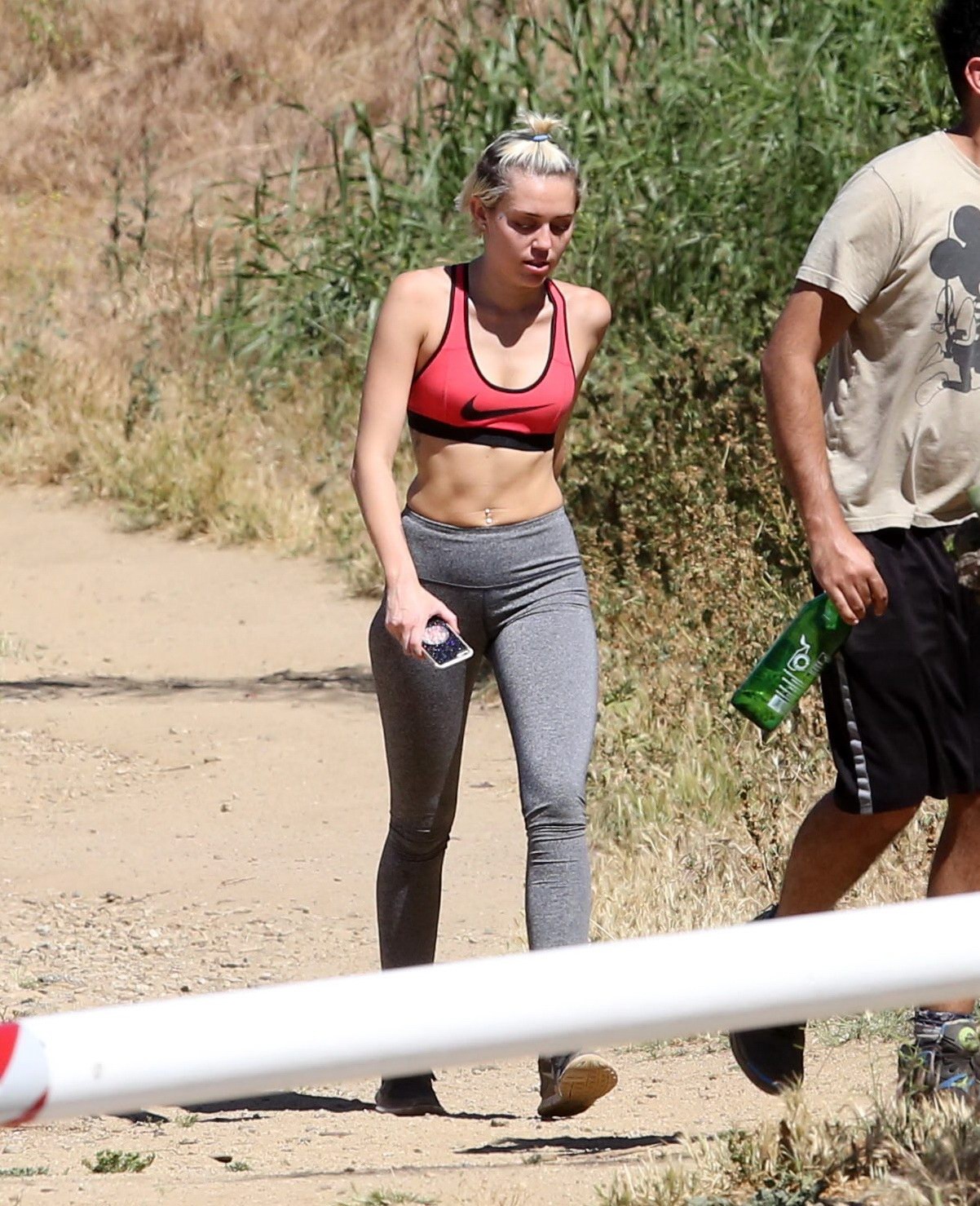 Miley Cyrus In Sports Bra  Tights Hiking With Friends In LA