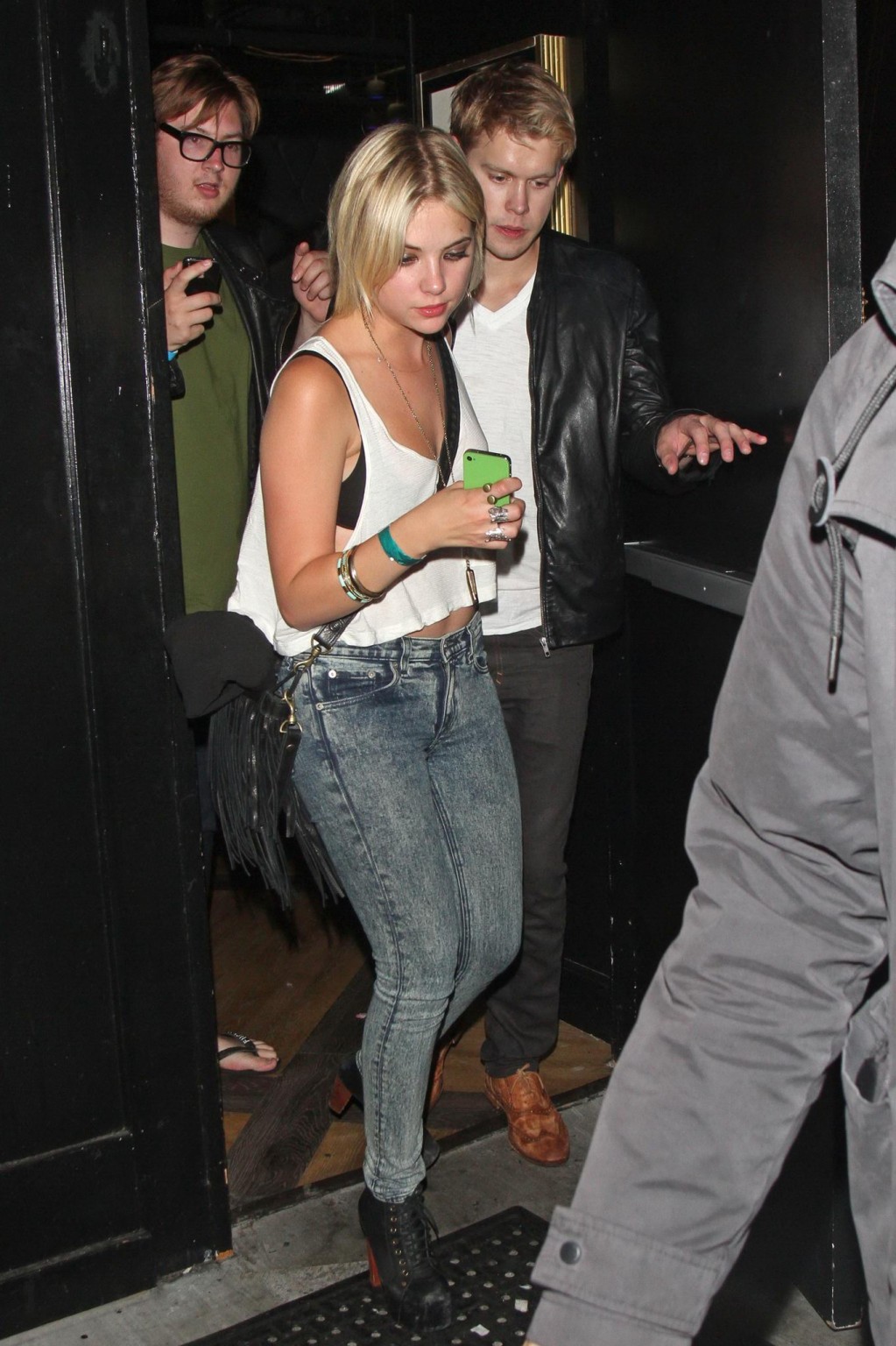 Ashley Benson see through to bra leaving Bootsy Bellows in Hollywood #75255892