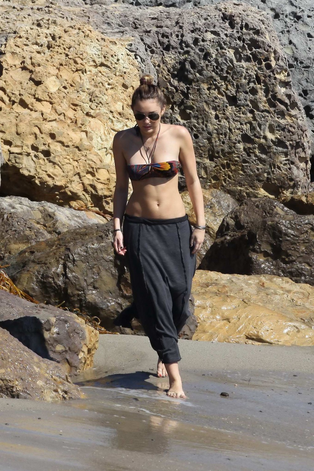 Miley Cyrus showing off her bikini body in Malibu #75285491