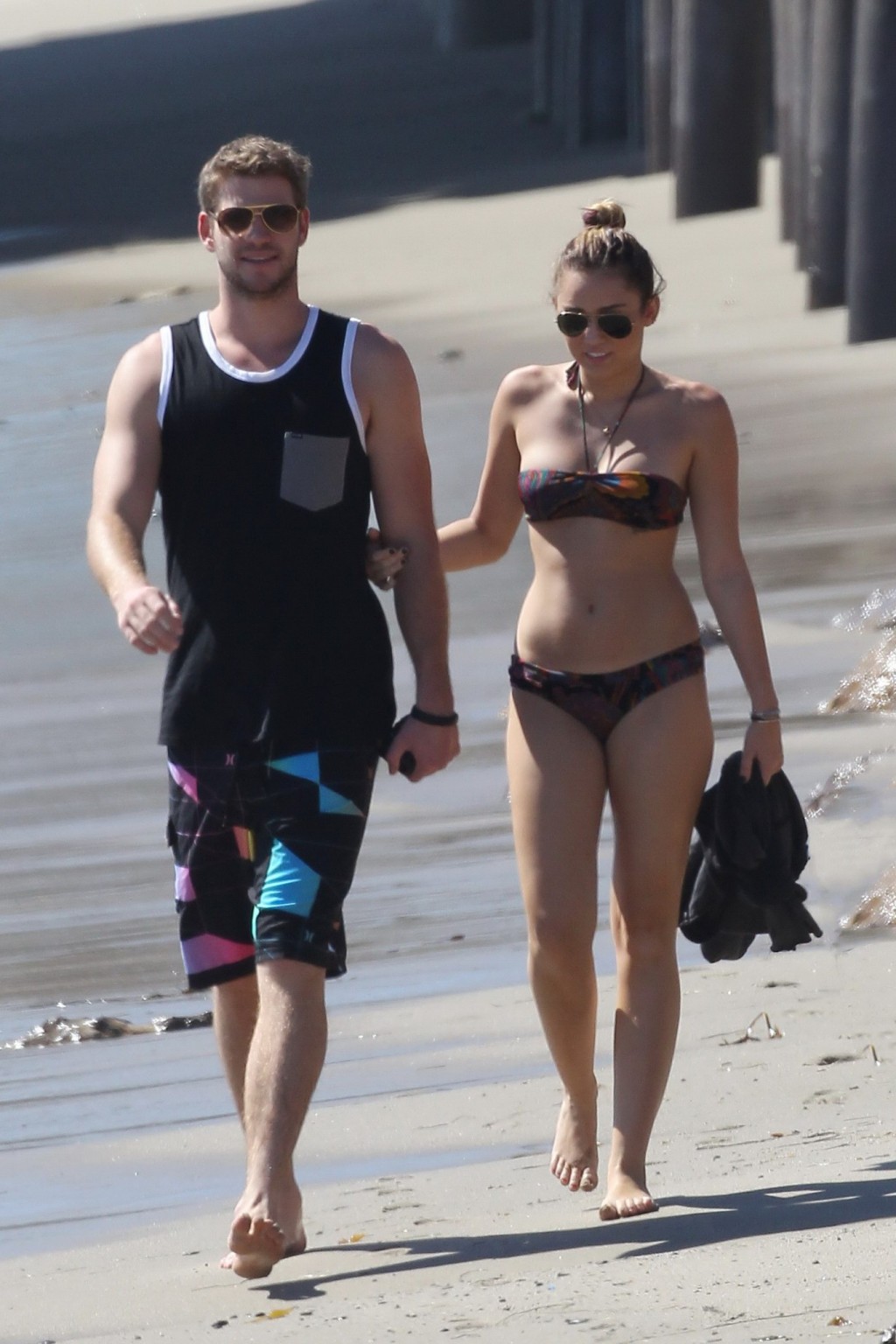 Miley Cyrus showing off her bikini body in Malibu #75285529