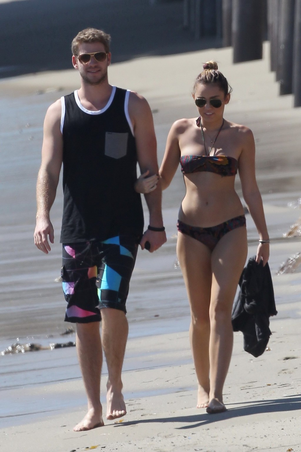 Miley Cyrus showing off her bikini body in Malibu #75285533