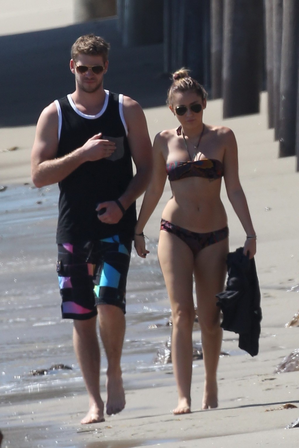 Miley Cyrus showing off her bikini body in Malibu #75285553