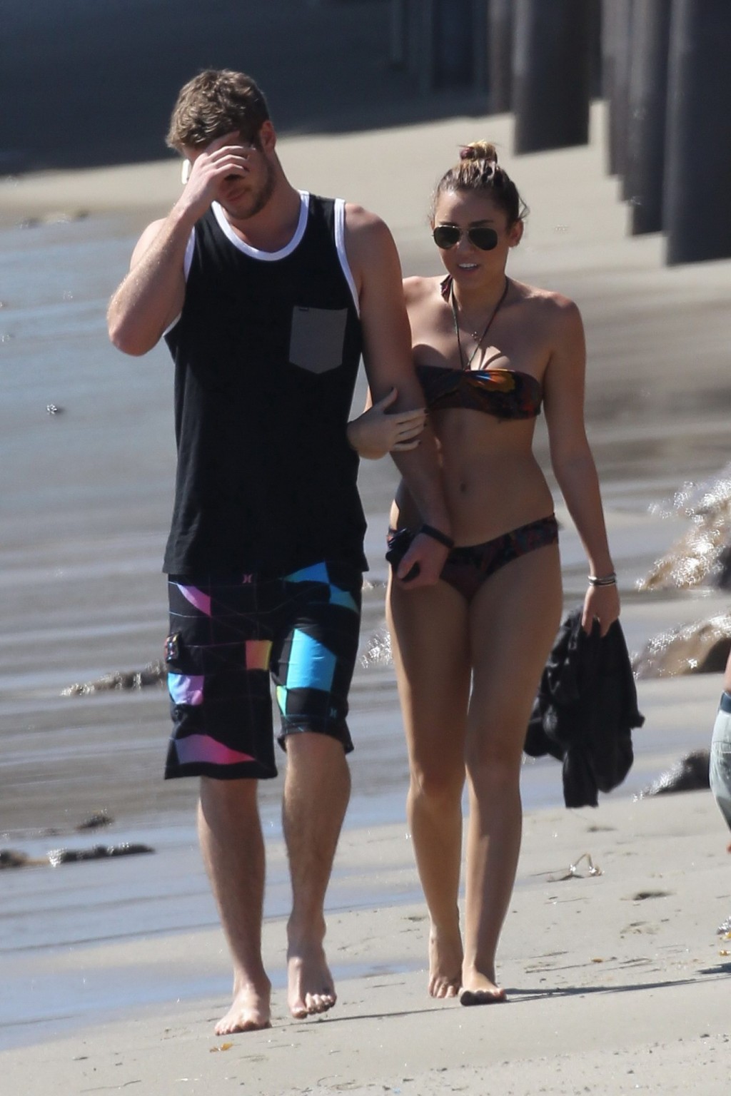 Miley Cyrus showing off her bikini body in Malibu #75285563