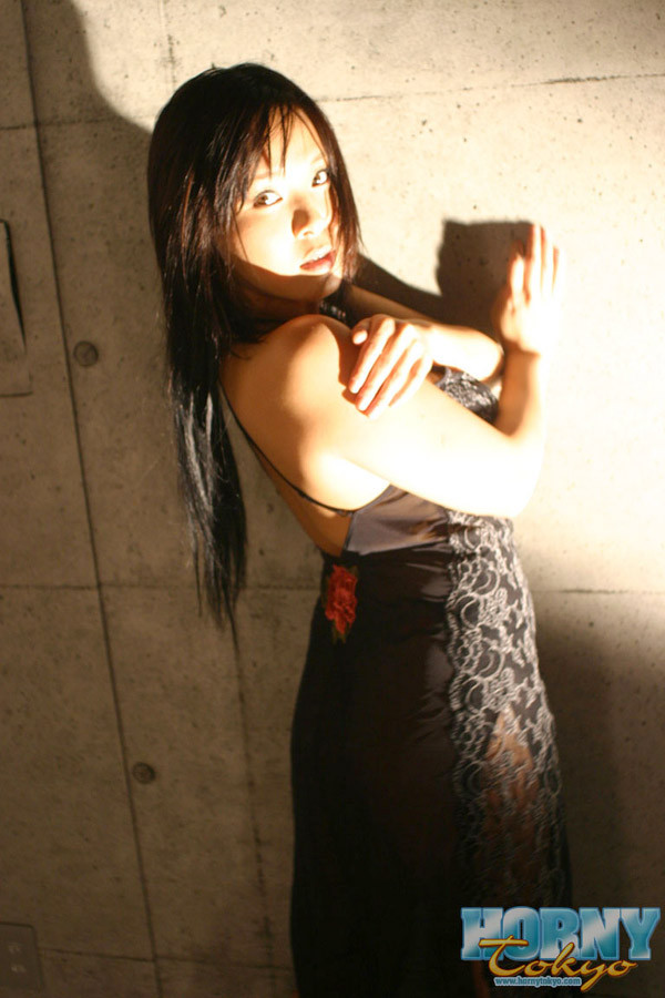 Busty Japanese Yuki in a black dress #69801268