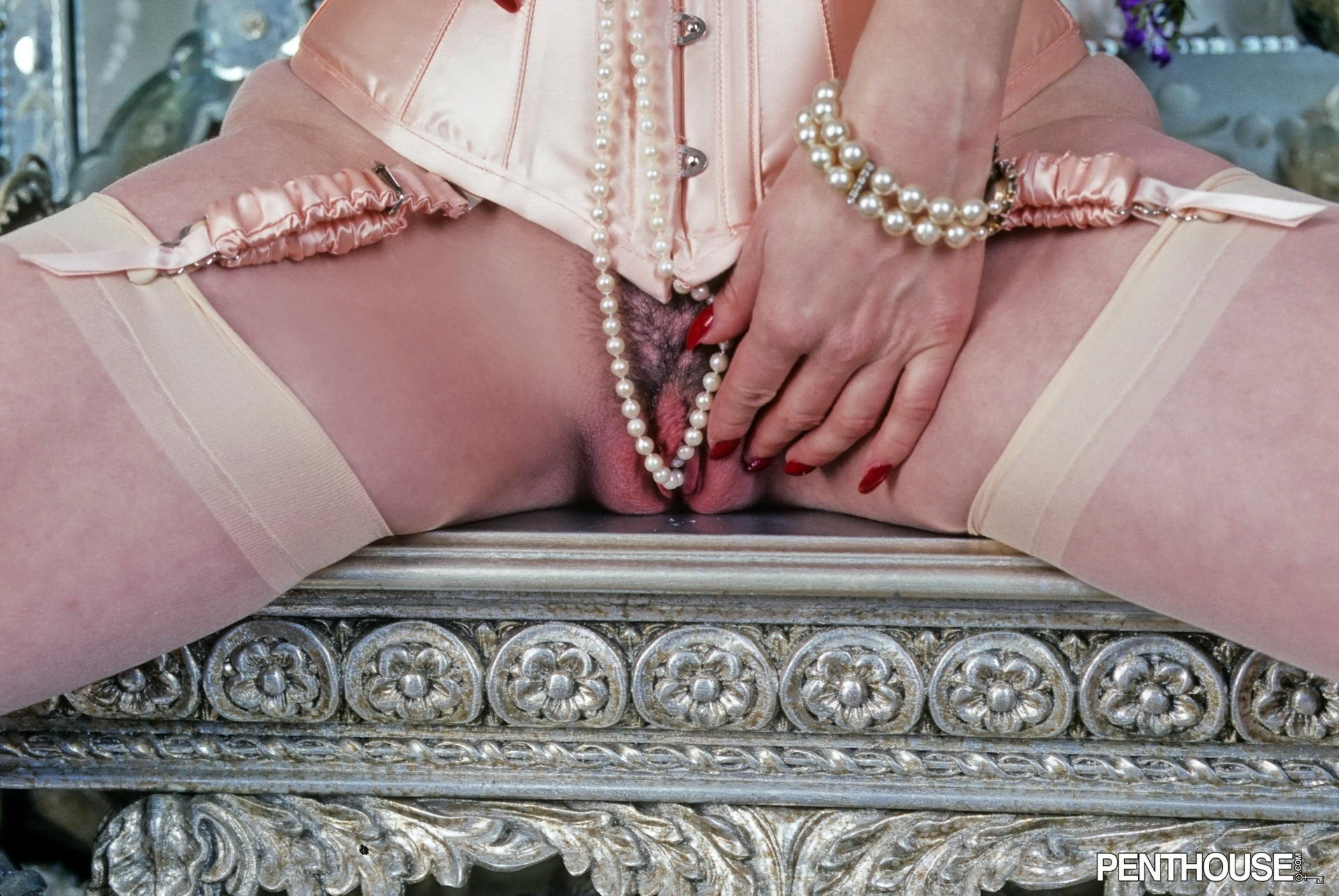 Dita Von Teese in corset fingering  pearling her precious pussy #75340897