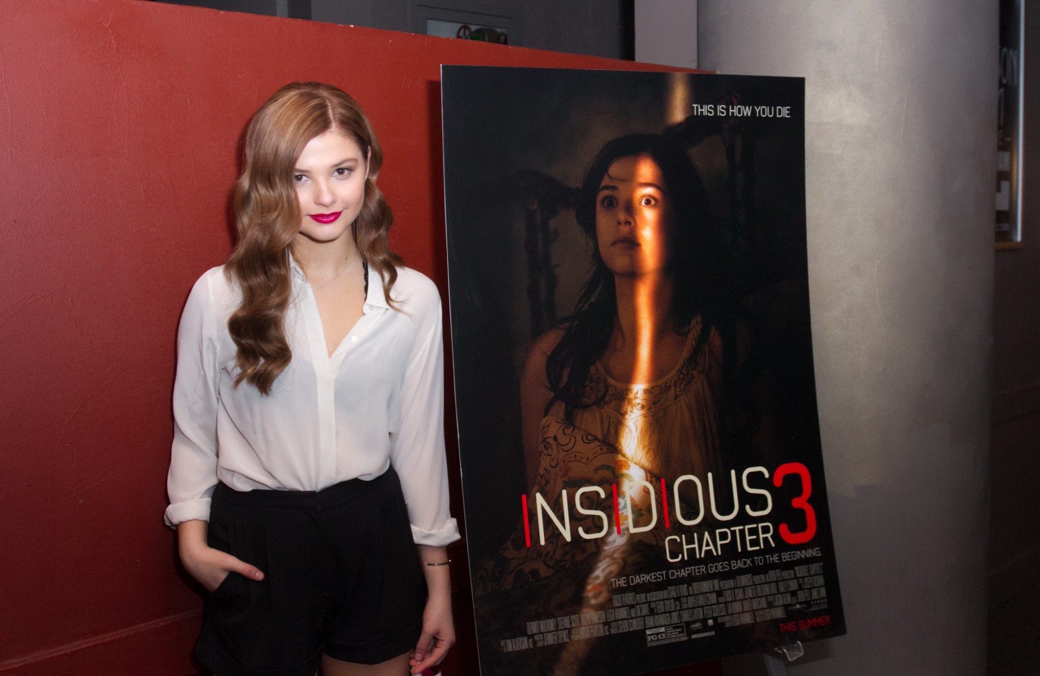 Stefanie Scott upskirt and bra peek at Insidious Chapter 3 Trailer Launch Event  #75169578