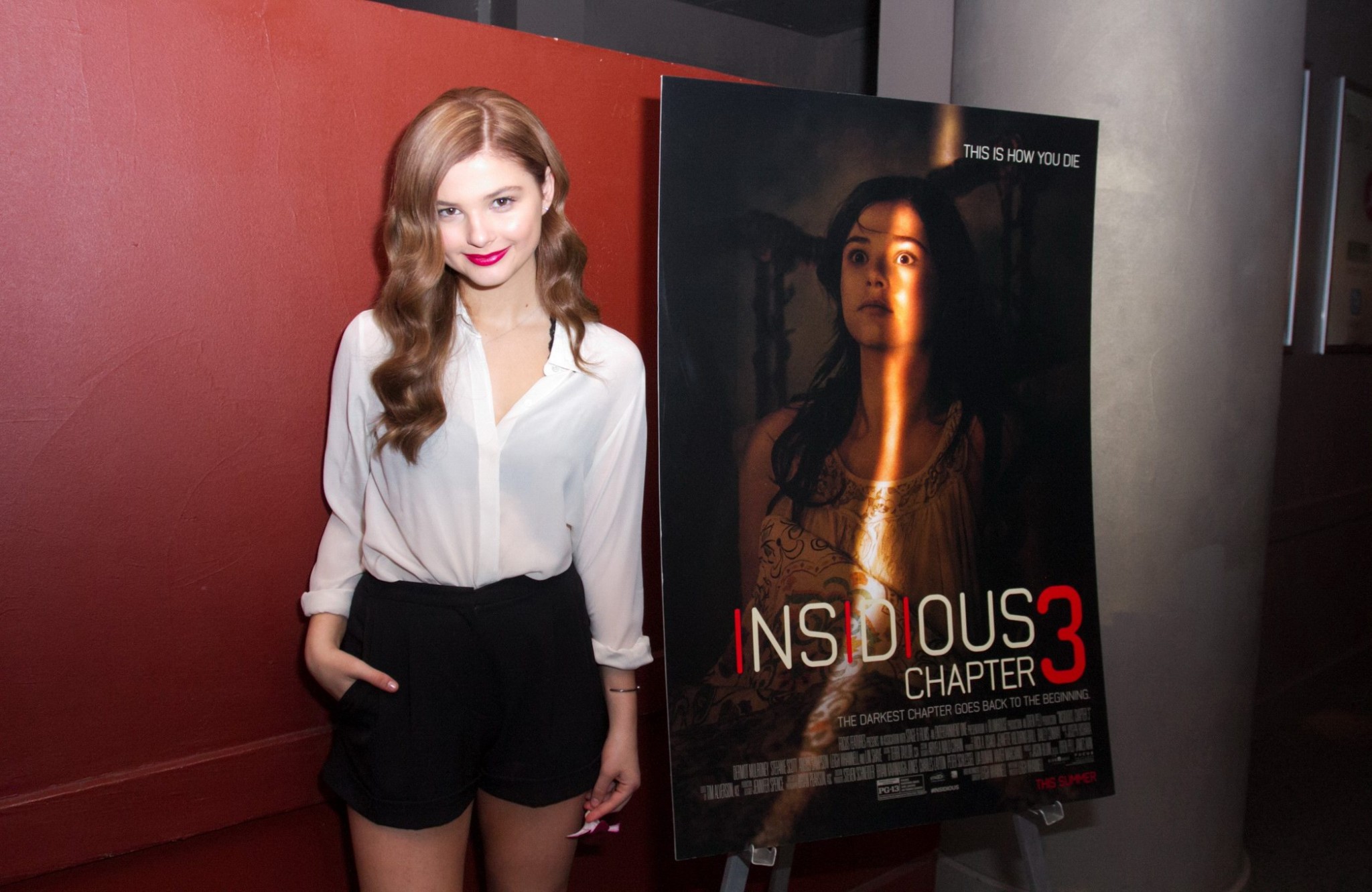 Stefanie Scott upskirt and bra peek at Insidious Chapter 3 Trailer Launch Event  #75169594