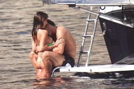 Belen Rodriguez Exposing Her Nice Big Tits While Making Out With Boyfriend On Be