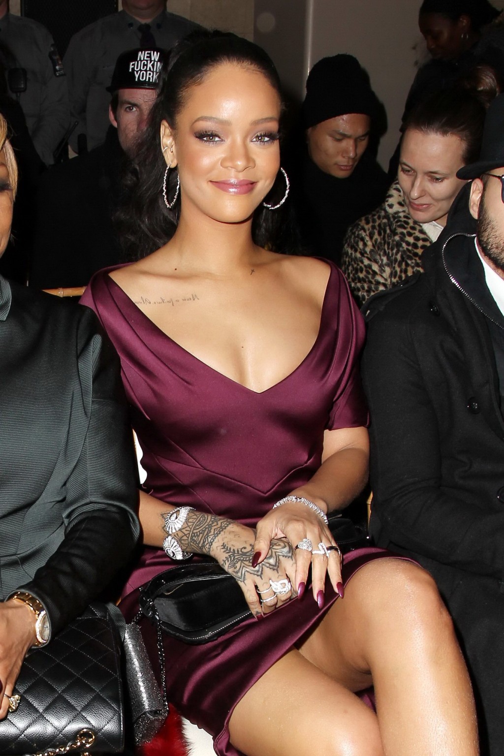 Rihanna showing cleavage and upskirt at the Zac Posen Fashion Show in NYC #75172306