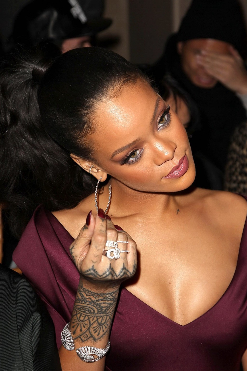 Rihanna showing cleavage and upskirt at the Zac Posen Fashion Show in NYC #75172317