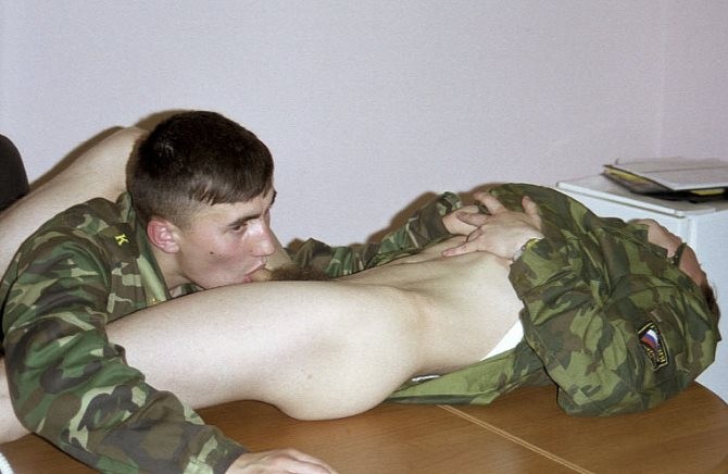 Two cute army recruits having oral and anal fun after service #76974140
