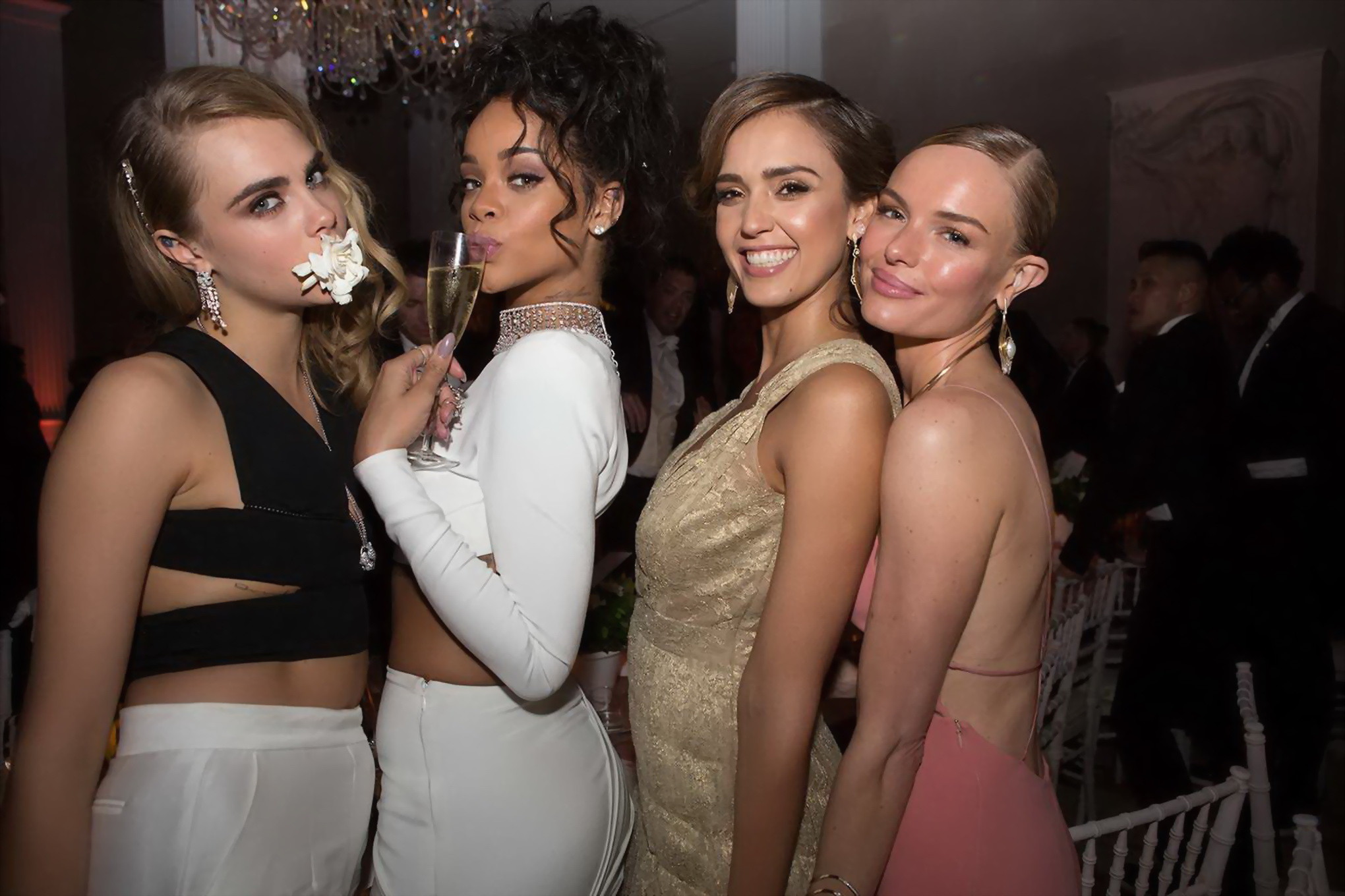 Rihanna grabs Cara Delevignes ass while Reese Witherspoon staring popeyed at her #75197036