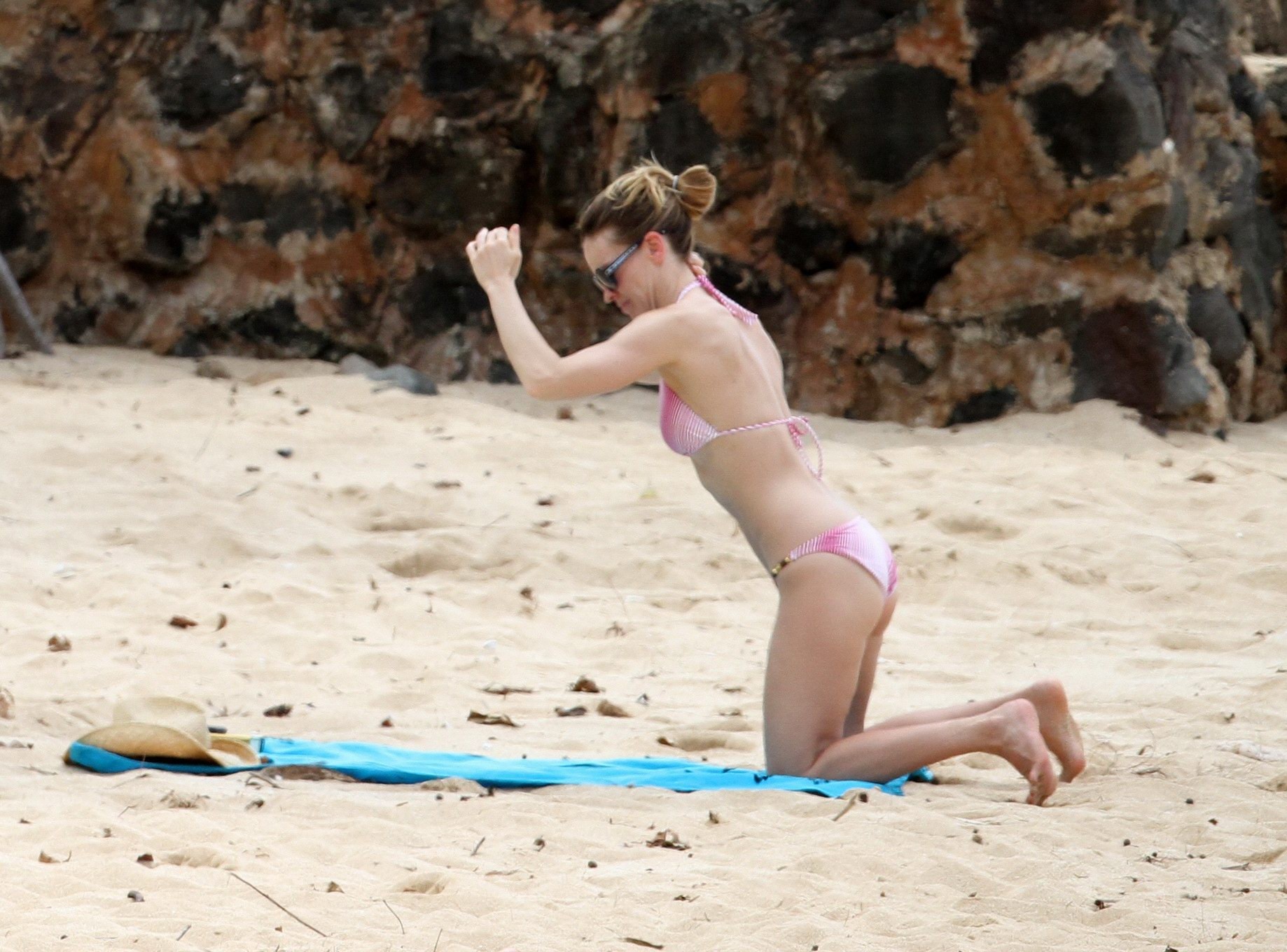 Hilary Swank showig off her bikini body on the beach #75308546