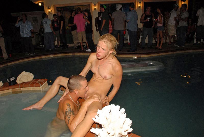 Strong blonde coed babe fucking in public on college party #73884510