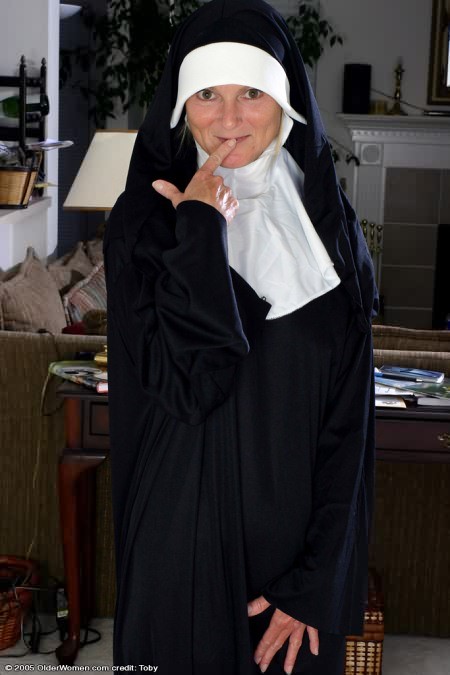 Naughty Older Nun Bares Nakedness Under Her Habit #76649923